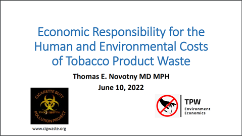 Economic responsibility for the human and environmental costs of tobacco product waste
