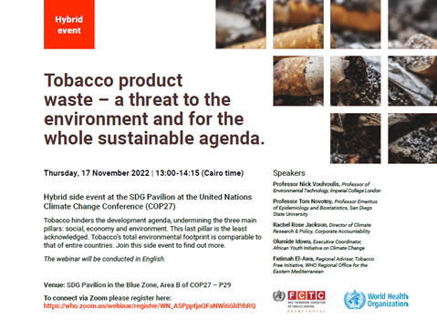 Tobacco product waste – a threat to the environment and for the whole sustainable agenda