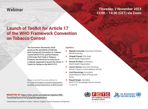 Launch of Toolkit for Article 17 of the WHO Framework Convention on Tobacco Control
