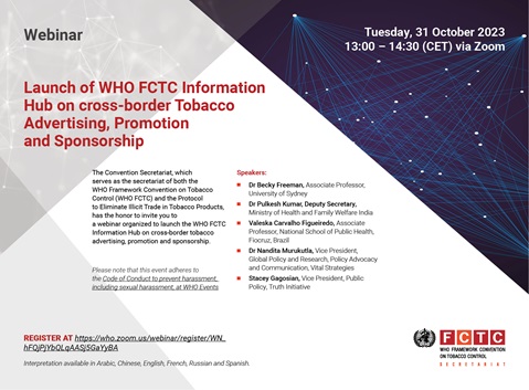 Launch of WHO FCTC Information Hub on cross-border Tobacco Advertising, Promotion and Sponsorship