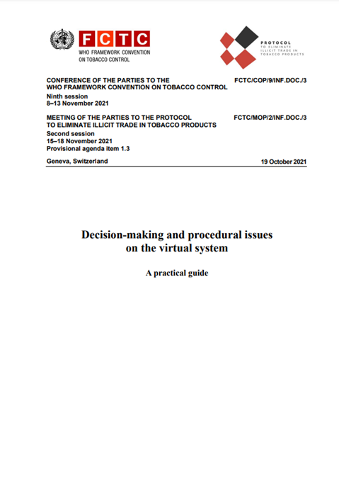 FCTC/COP/9/INF.DOC./3
 Decision-making and procedural issues
on the virtual system