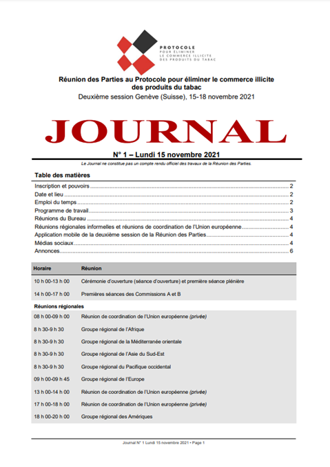 JOURNAL
N° 1 – Lundi 15 novembre 2021