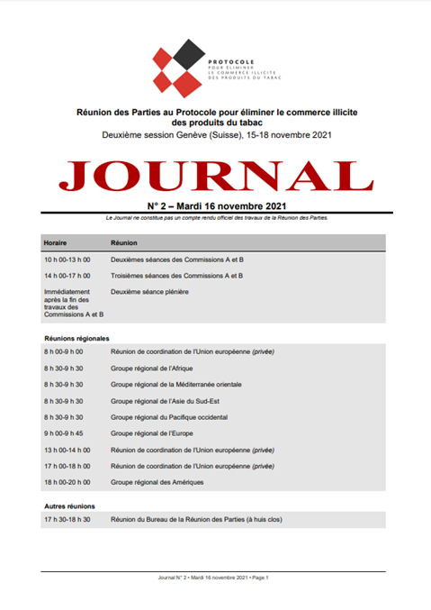 JOURNAL
N° 2 – Mardi 16 novembre 2021