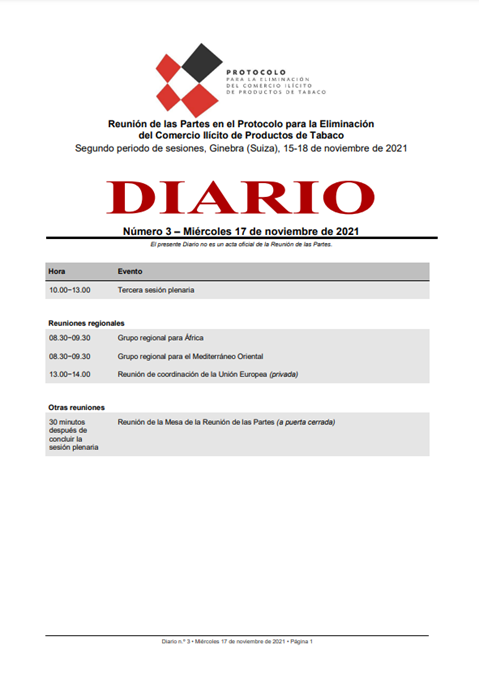 DIARIO Número 3 – Miércoles 17 de noviembre de 2021