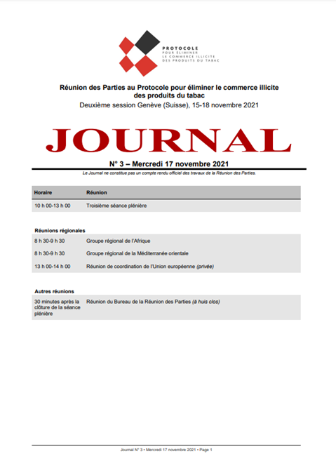 JOURNAL N° 3 – Mercredi 17 novembre 2021