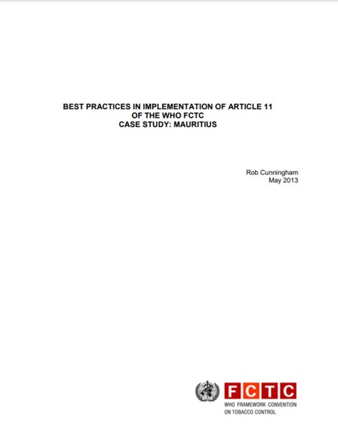 Best practices in implementation of article 11 of the WHO FCTC Case study Mauritius