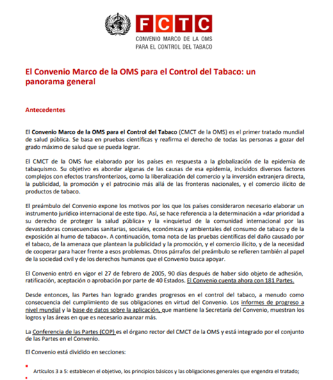 El CMCT de la OMS: un panorama general