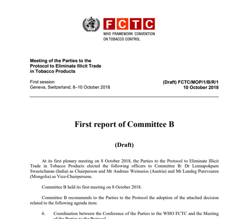 FCTC/MOP1(6) Tracking and tracing systems, including the global information sharing focal point and unique identification markings for cigarette packets and packages
