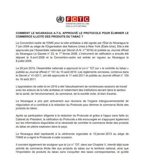 Devenir Partie au Protocole : l’exemple du Nicaragua