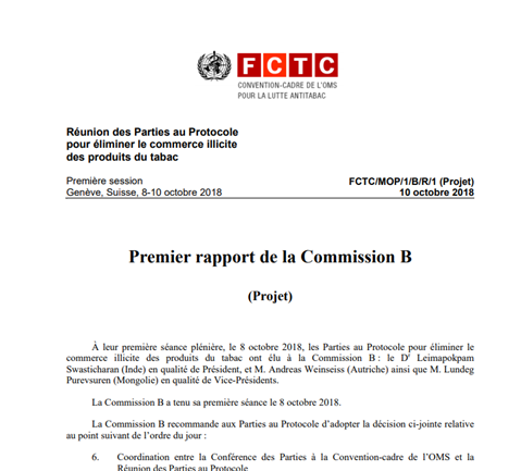 FCTC/MOP1(6) Systèmes de suivi et de traçabilité, y compris le point focal mondial pour l’échange d’informations et les marques uniques d’identification sur les paquets et les cartouches de cigarettes