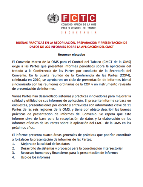 Buenas prácticas en la recopilación, preparación y presentación de datos de los informes sobre la aplicación del CMCT