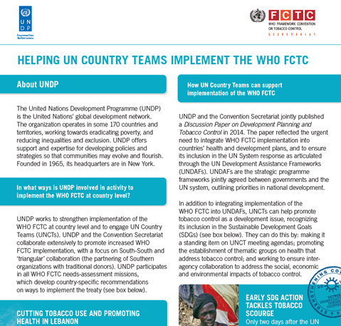UNDP: Helping UN country teams implementing the WHO FCTC