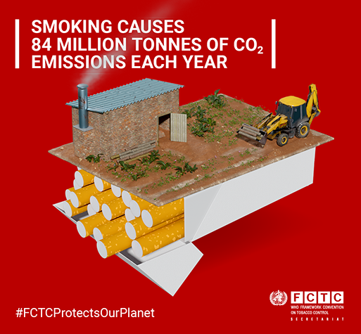 Smoking causes 84 million tonnes of CO₂ emissions each year Tobacco and the environment